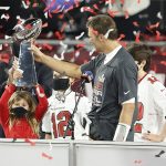 Buckaneers Quarterback Tom Brady celebrates with his children