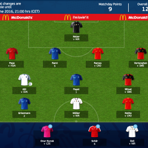 Team for 20th June 2016