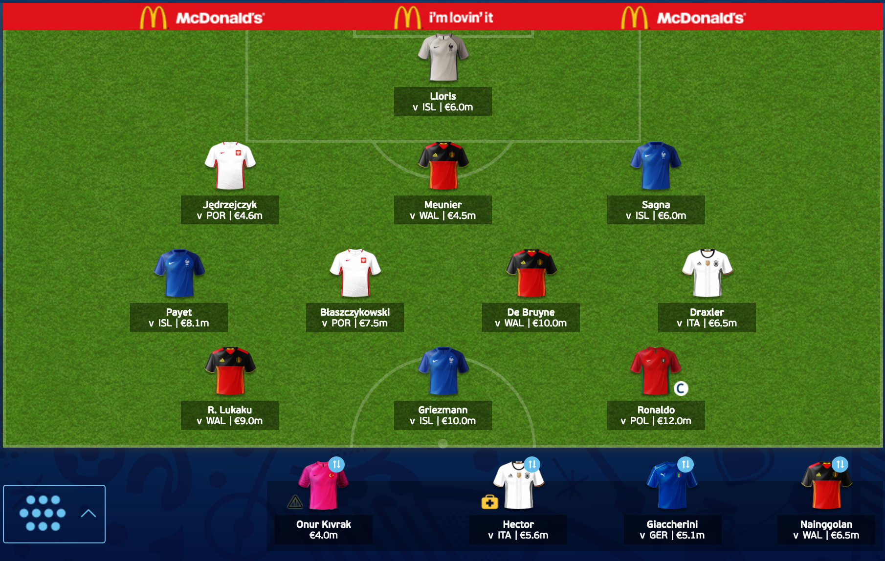 Team for the Quarter Finals