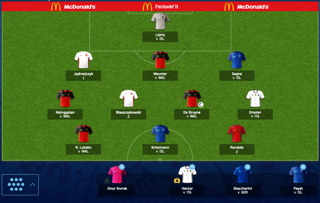 Team of Euro Fantasy Scout: Belgium vs Wales