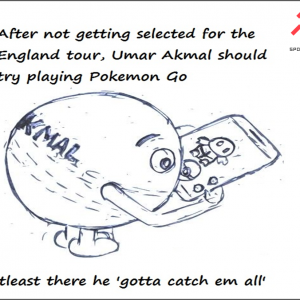Umar Akmal plays the Pokemon Go game