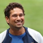 Indian players Sachin Tendulkar smiles after inspecting the wicket