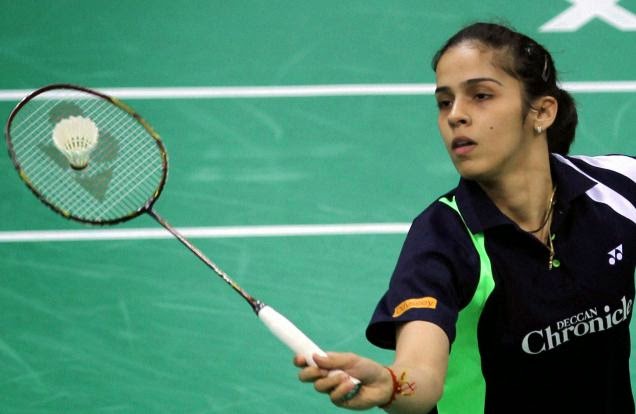 Saina Nehwal defeated Indonesia's Dinar Dyah Ayustine 17-21, 21-18, 21-12 in a Round of 16 clash at the Macau Open.