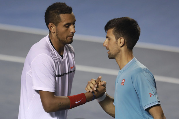 ACAPULCO, MEXICO - MARCH 02:  Novak Djokovic (SRB) snakes hands with Nick Kyrgios (AUS) after losing the match as part of the Abierto Mexicano Telcel 2017 at the Fairmont Acapulco Princess on March 02, 2017 in Acapulco, Mexico. (Photo by Miguel Tovar/LatinContent/Getty Images)