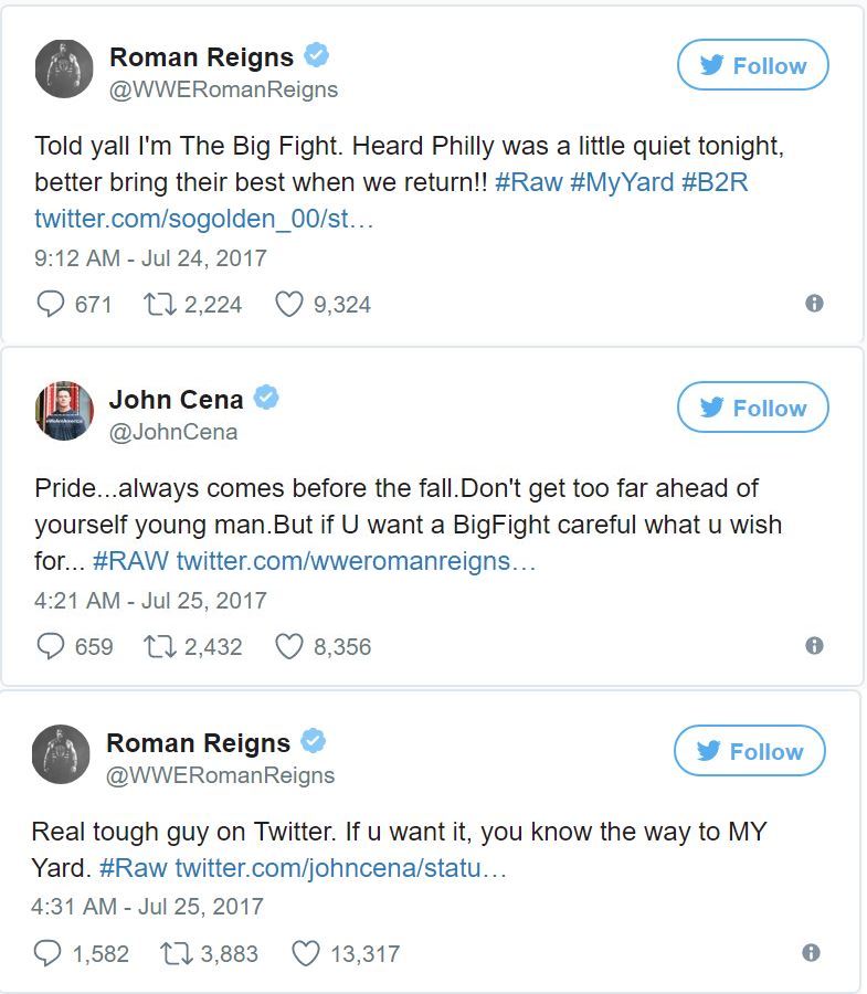 Cena vs Reigns coming soon?