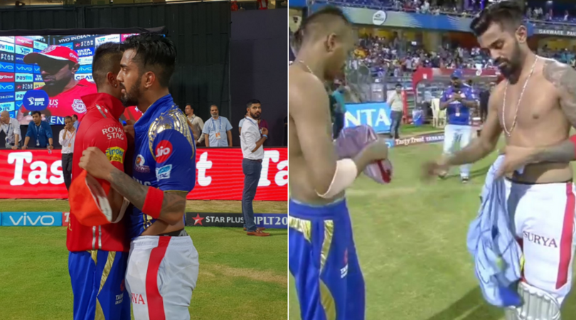 KL Rahul and Hardik Pandya swap jerseys after MI-KXIP match