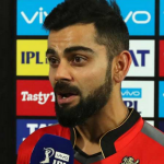 A confused Virat Kohli stares Danny Morrison in the RCB-SRH match
