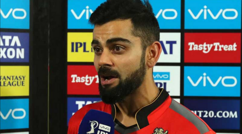 A confused Virat Kohli stares Danny Morrison in the RCB-SRH match