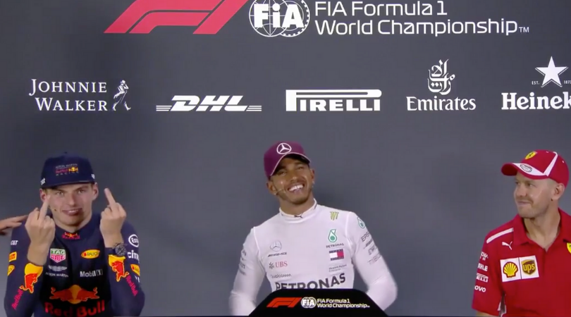 Verstappen gives journalist the finger