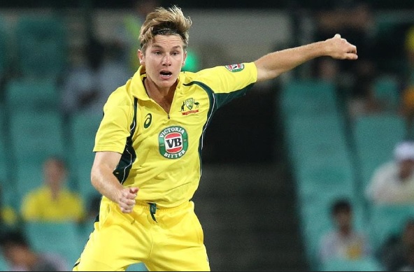 Adam Zampa applies something suspicious on the ball