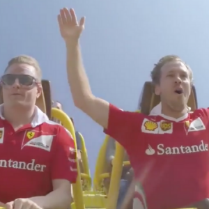 Raikkonen and Vettel on the Ferrari World rollercoaster