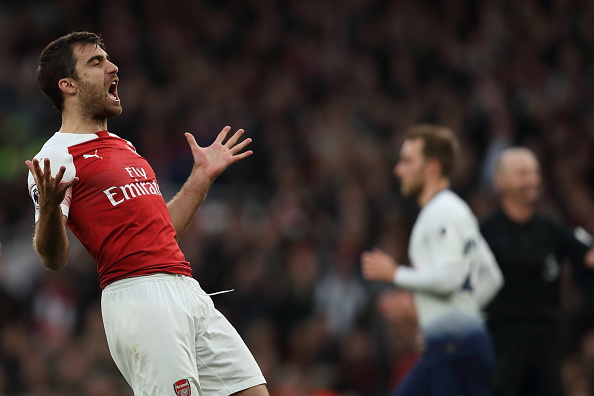 Sokratis on Harry Kane