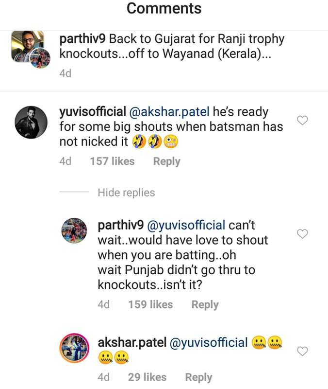 Parthiv Patel mocks Yuvraj Singh on Instagram