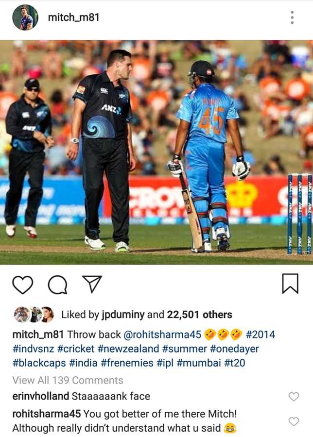 Mitchell McClenaghan's Instagram post