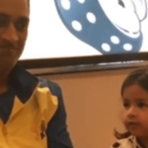MS Dhoni plays with daughter Ziva Dhoni