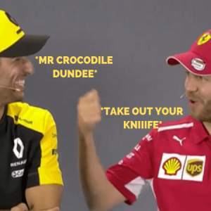 WATCH: Vettel and Ricciardo involved in some Crocodile Dundee' Aussie accent banter