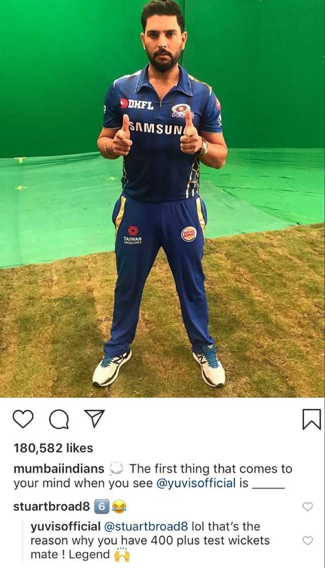 Yuvraj Singh gives hilarious reply to Stuart Broad