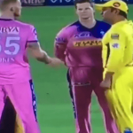 MS Dhoni argues with umpire