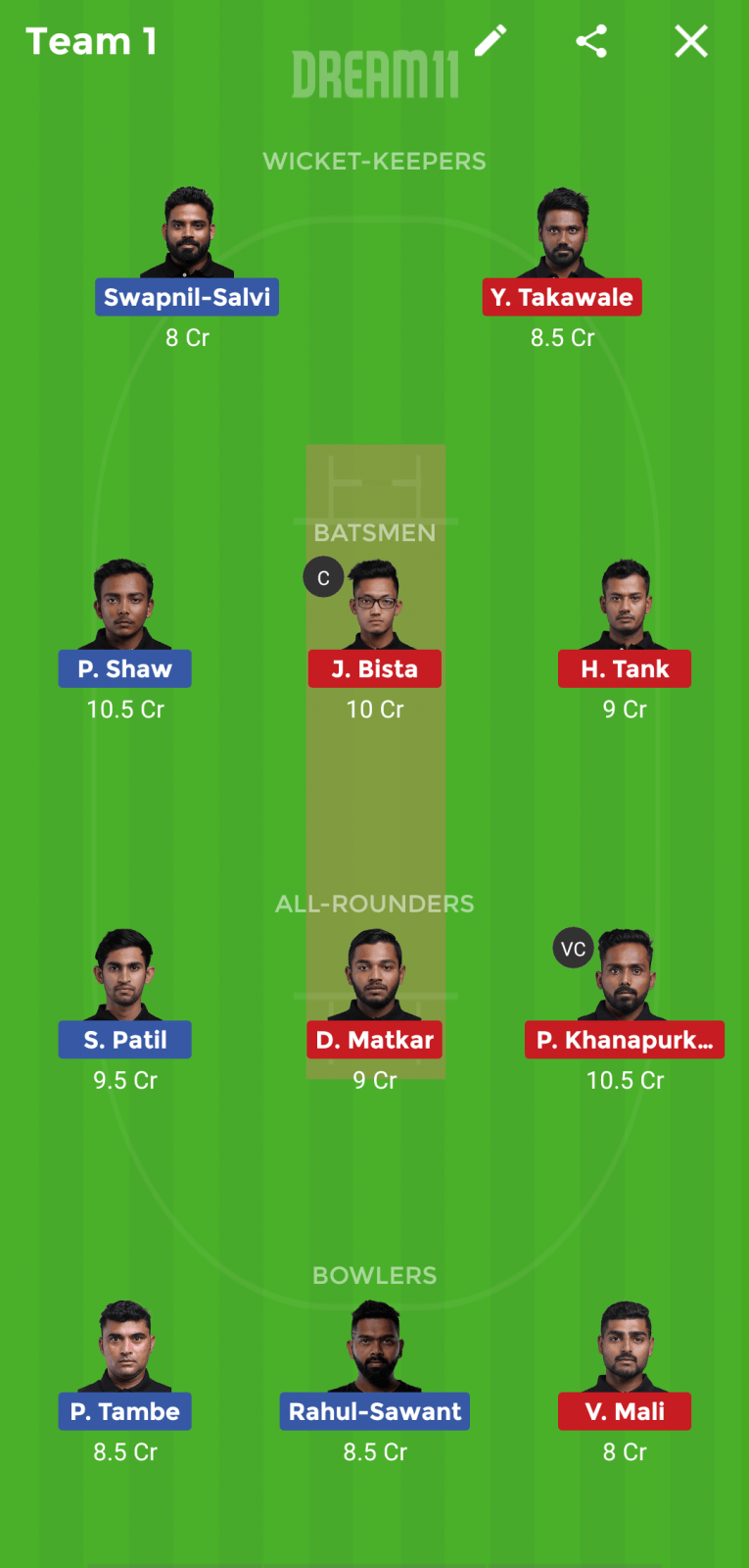 NMP vs SS Dream 11