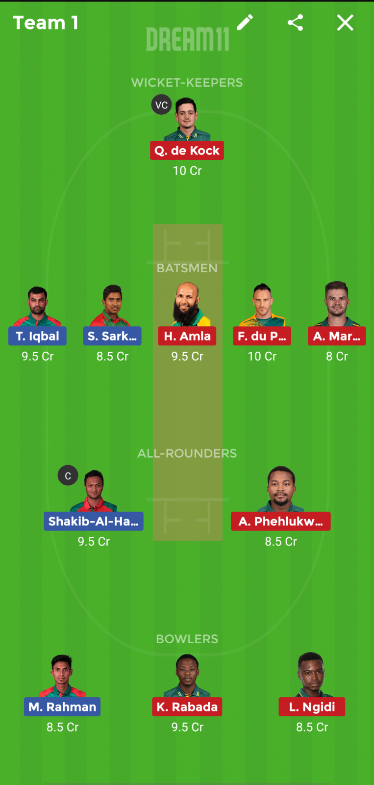 Dream11 Prediction BAN vs SA