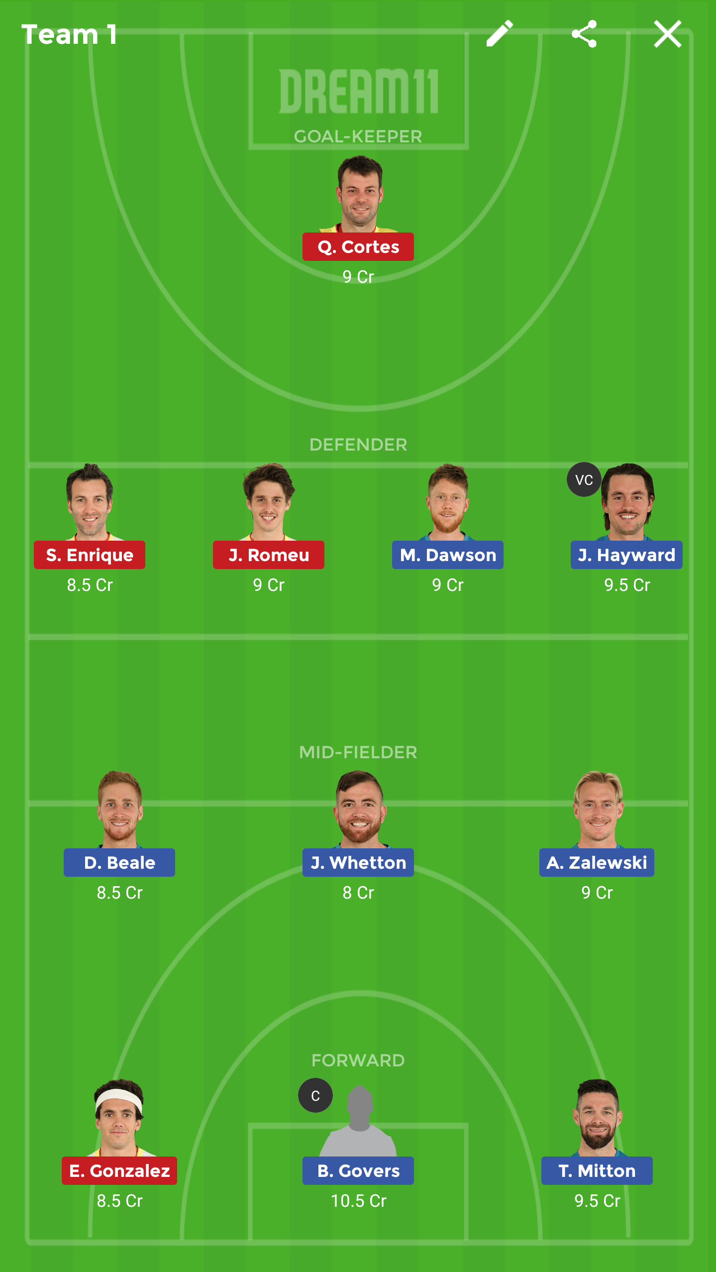 AUS vs SPA Dream 11
