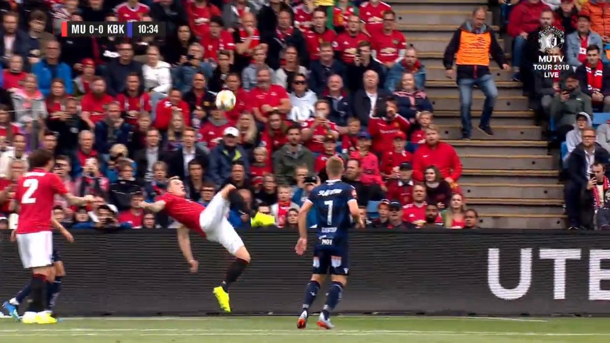 Phil Jones somehow handles the ball while attempting overhead kick
