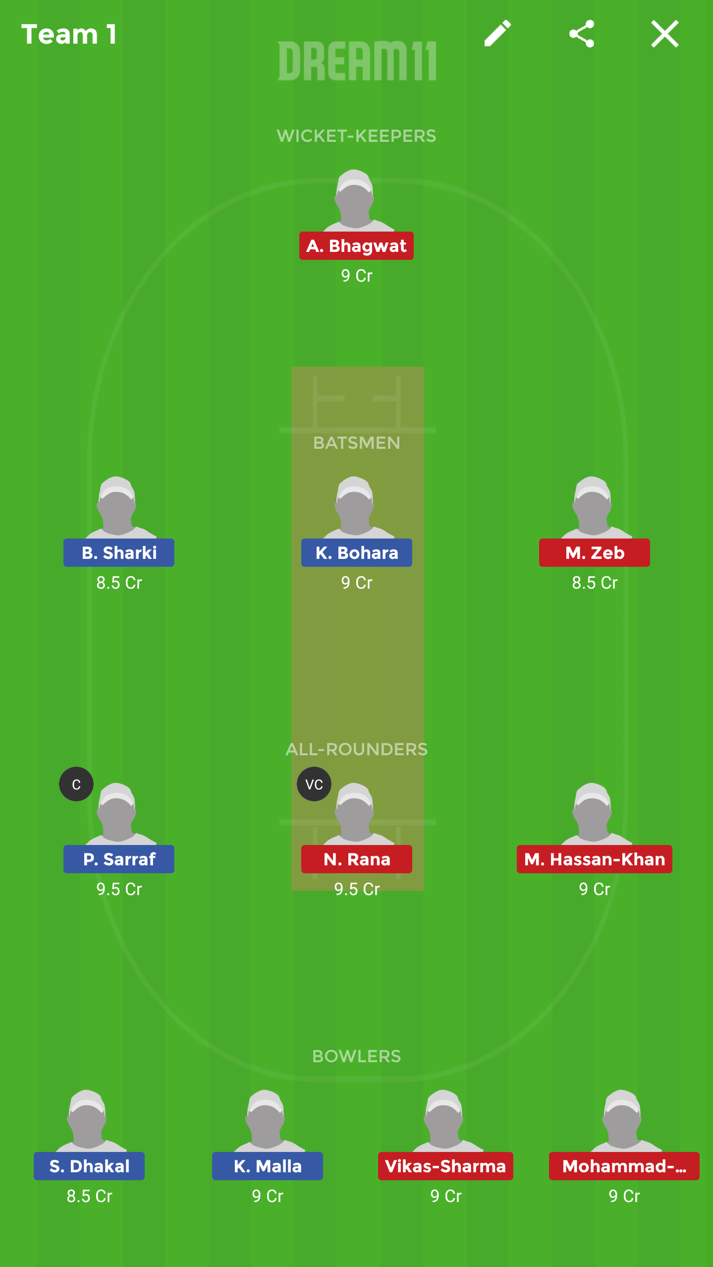 NP-Y vs HK-Y Dream11