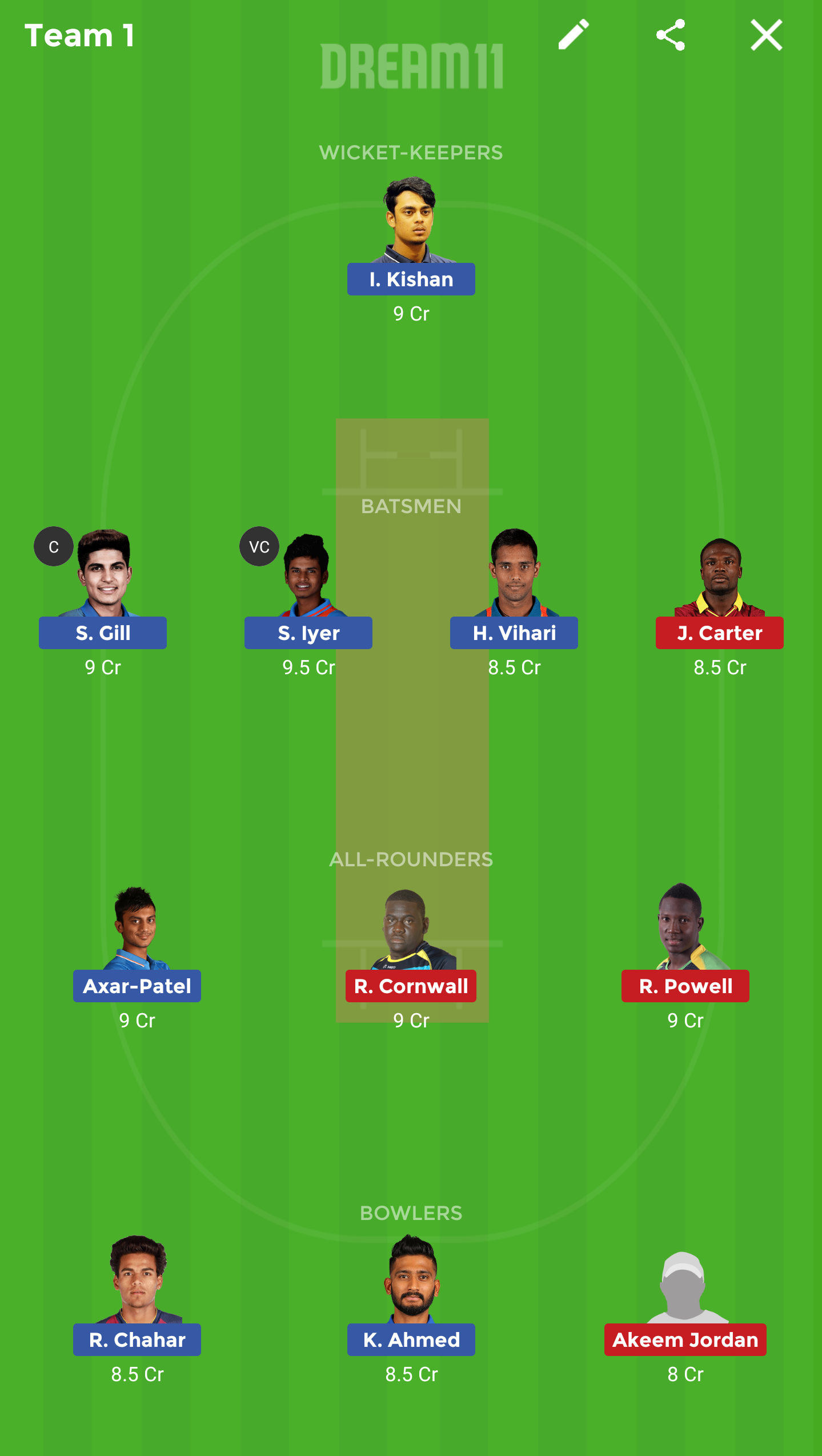 IN-A vs WI-A Dream11