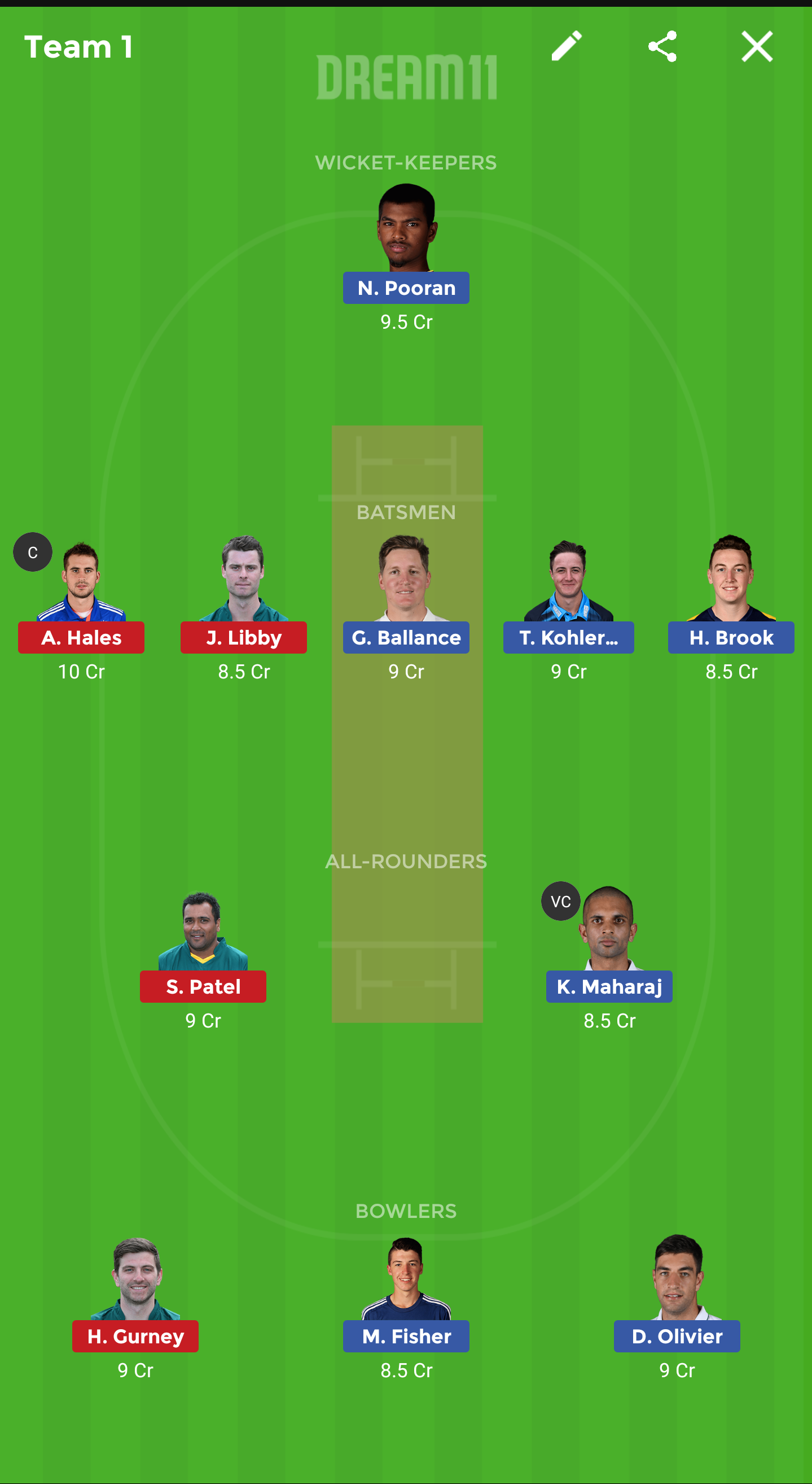 YOR vs NOT Dream11