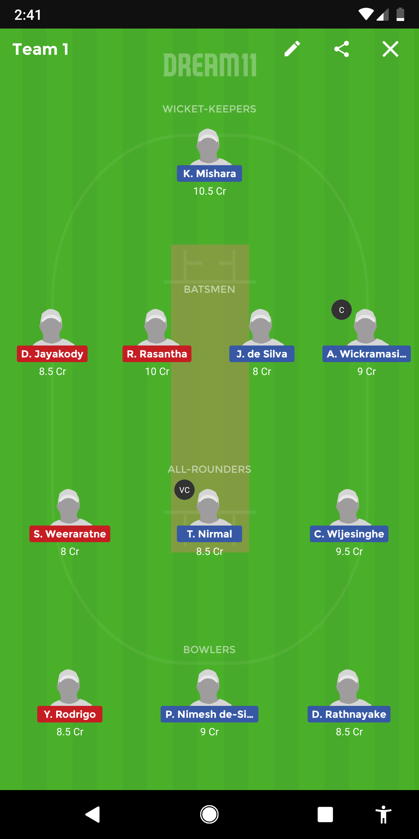 COL-Y vs DAM-Y Dream11