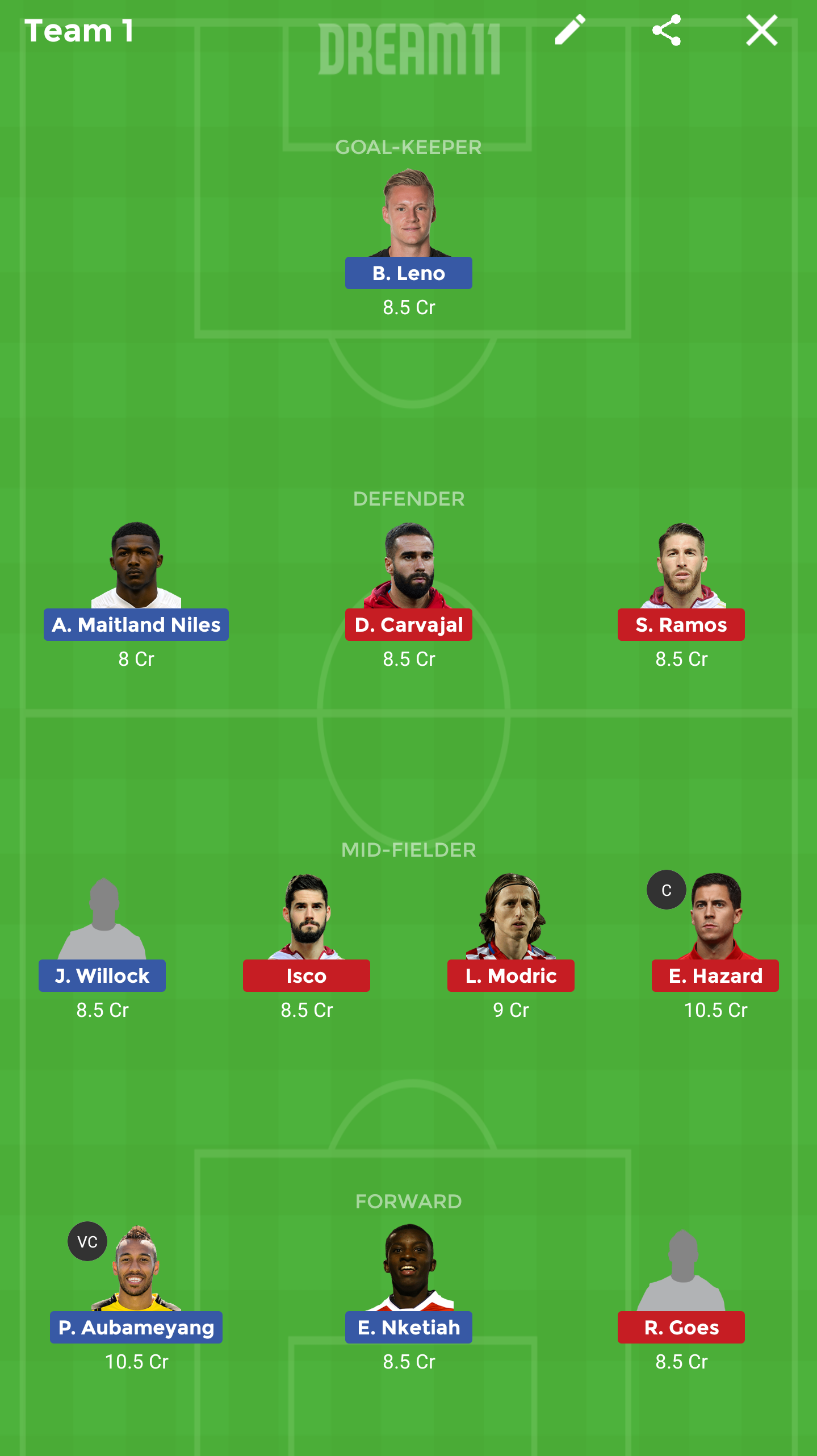 ARS vs RM Dream11