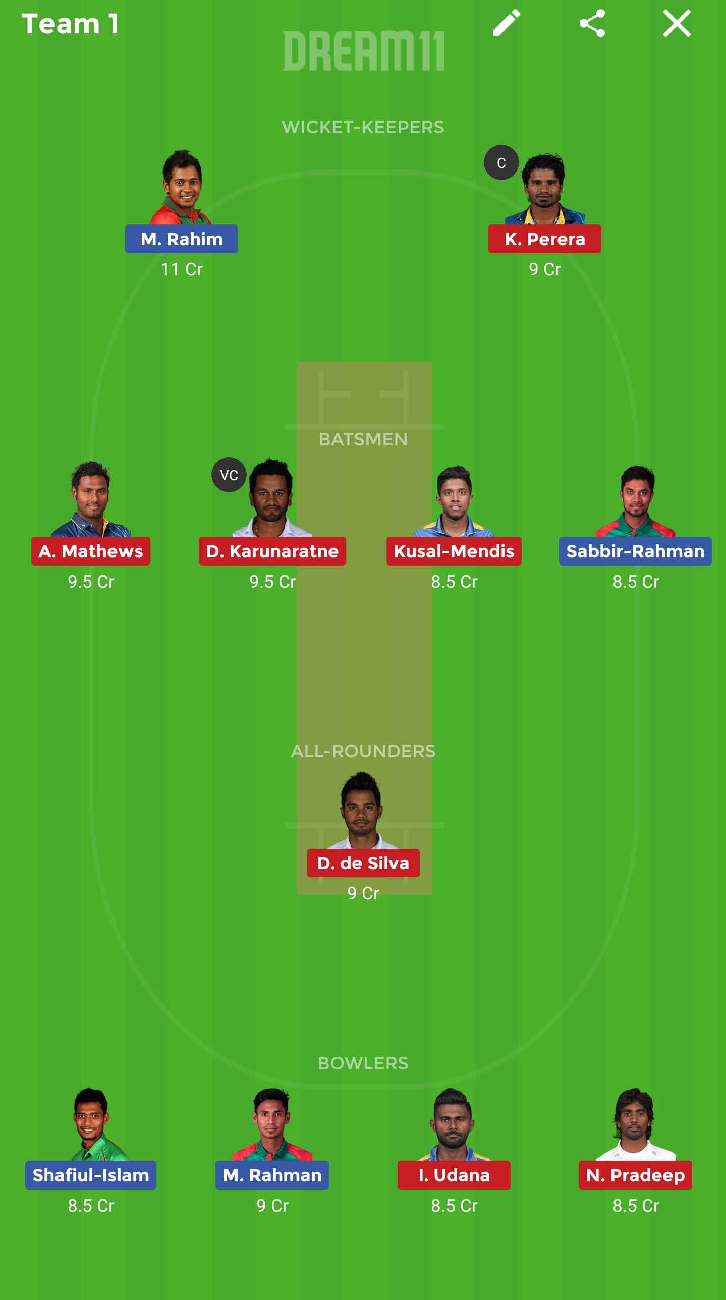 BAN vs SL Dream11 