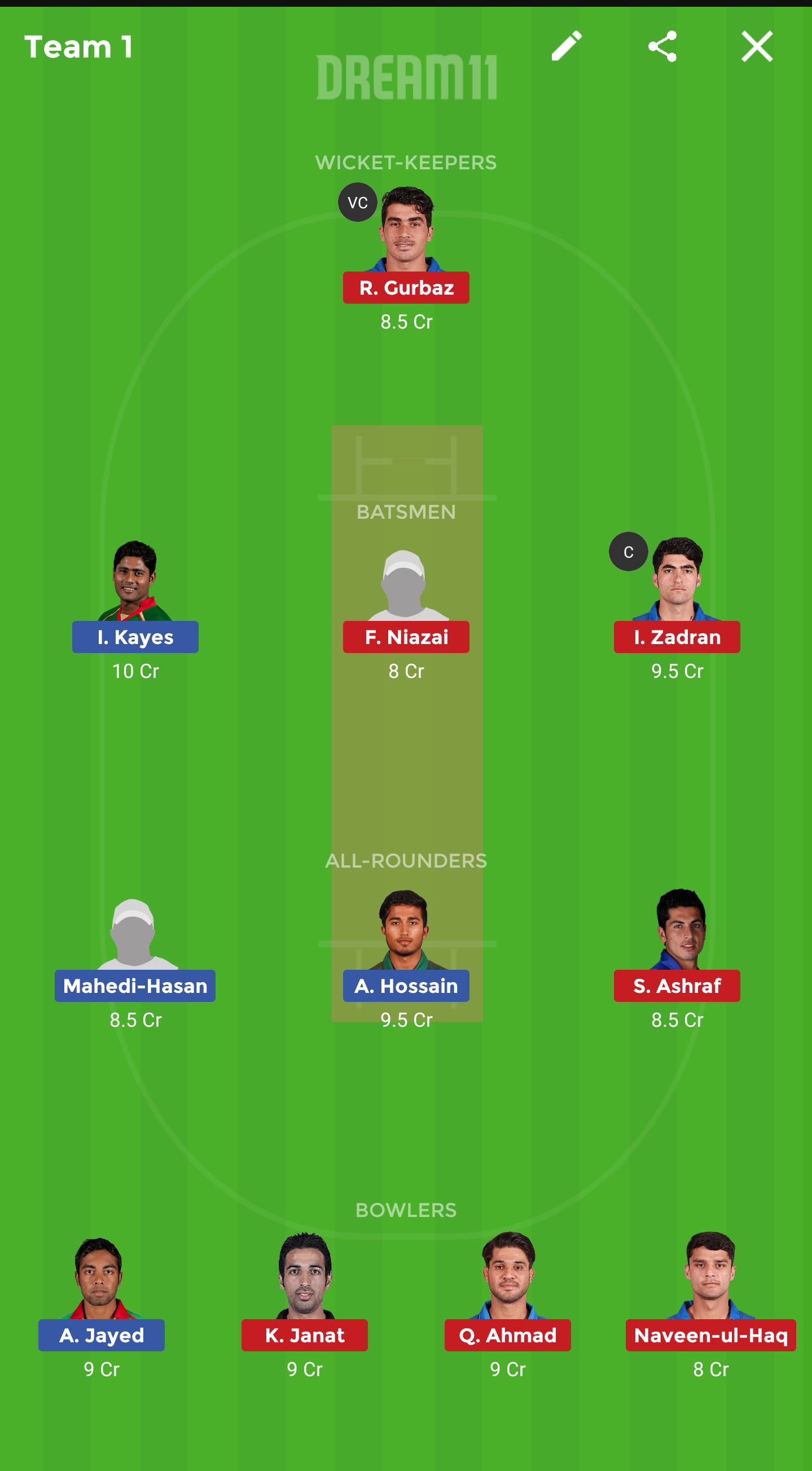 BN-A vs AF-A Dream11