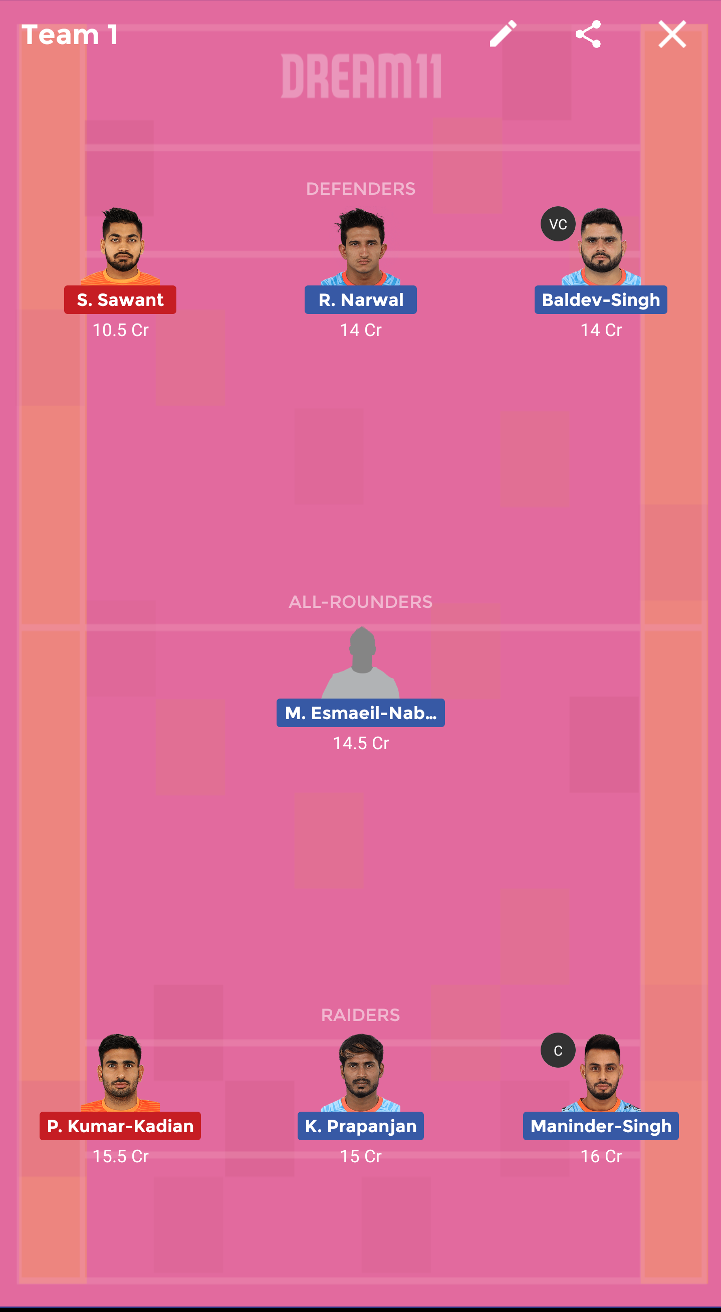 BEN vs PUN Dream11