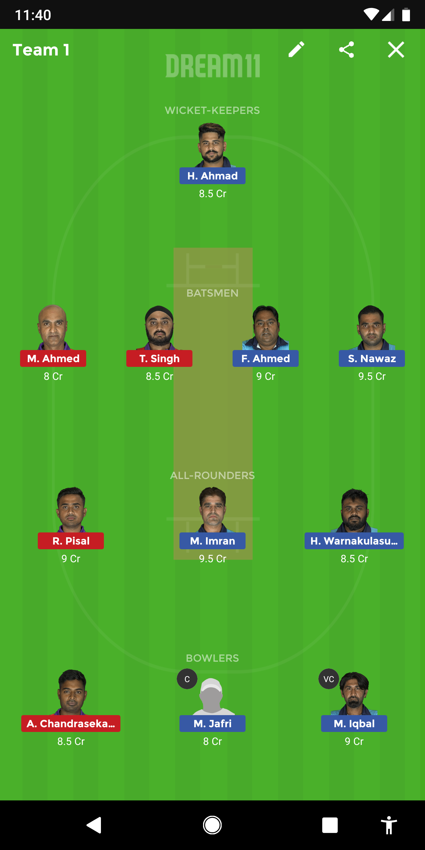 JJB vs CLJ Dream11