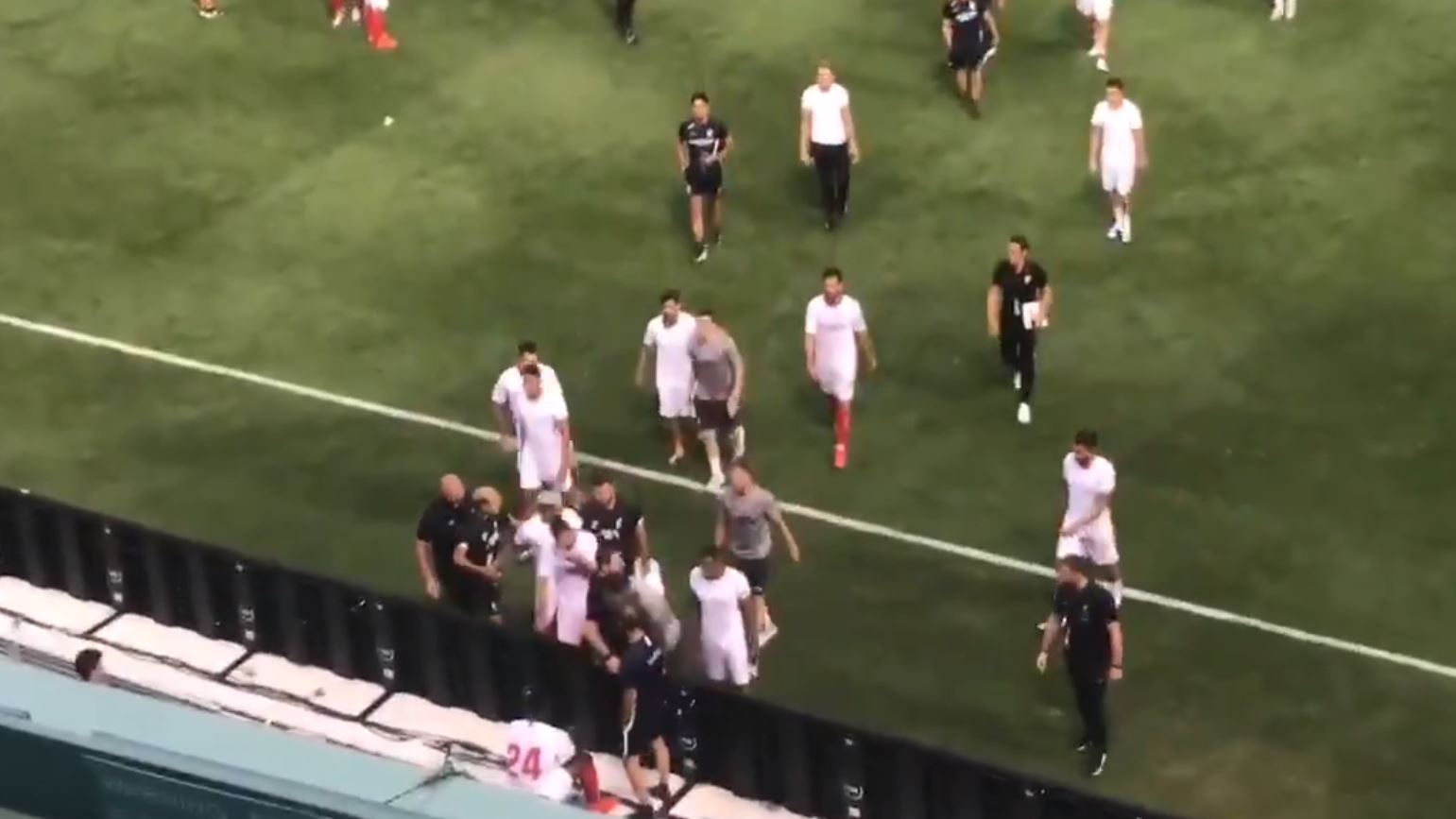 Virgil Van Dijk squared up to Sevilla's Joris Gnagnon after full-time whistle