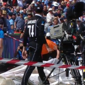 WATCH: Ball gets lost after Jason Roy's pull lands at boundary cushions; Mitchell Santner and Tom Latham involve in search process