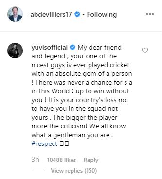 Virat Kohli and Yuvraj Singh comment on AB de Villiers' statement regarding comeback into South Africa's 2019 World Cup squad