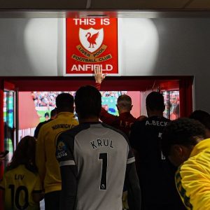After three-and-a-half years, Jurgen Klopp allows Liverpool players to touch 'This is Anfield' sign