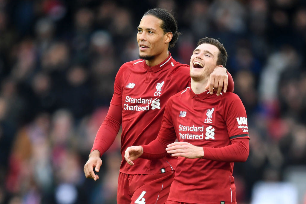 Watch Van Dijk and Robertson copy Lacazette and Aubameyang celebration ahead of Premier League clash against Arsenal