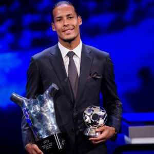 Watch: Virgil Van Dijk talks about Liverpool’s 4-0 victory against Barcelona while Lionel Messi sits awkwardly