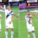 Zlatan Ibrahimovic pushes his own team mate while setting freekick wall
