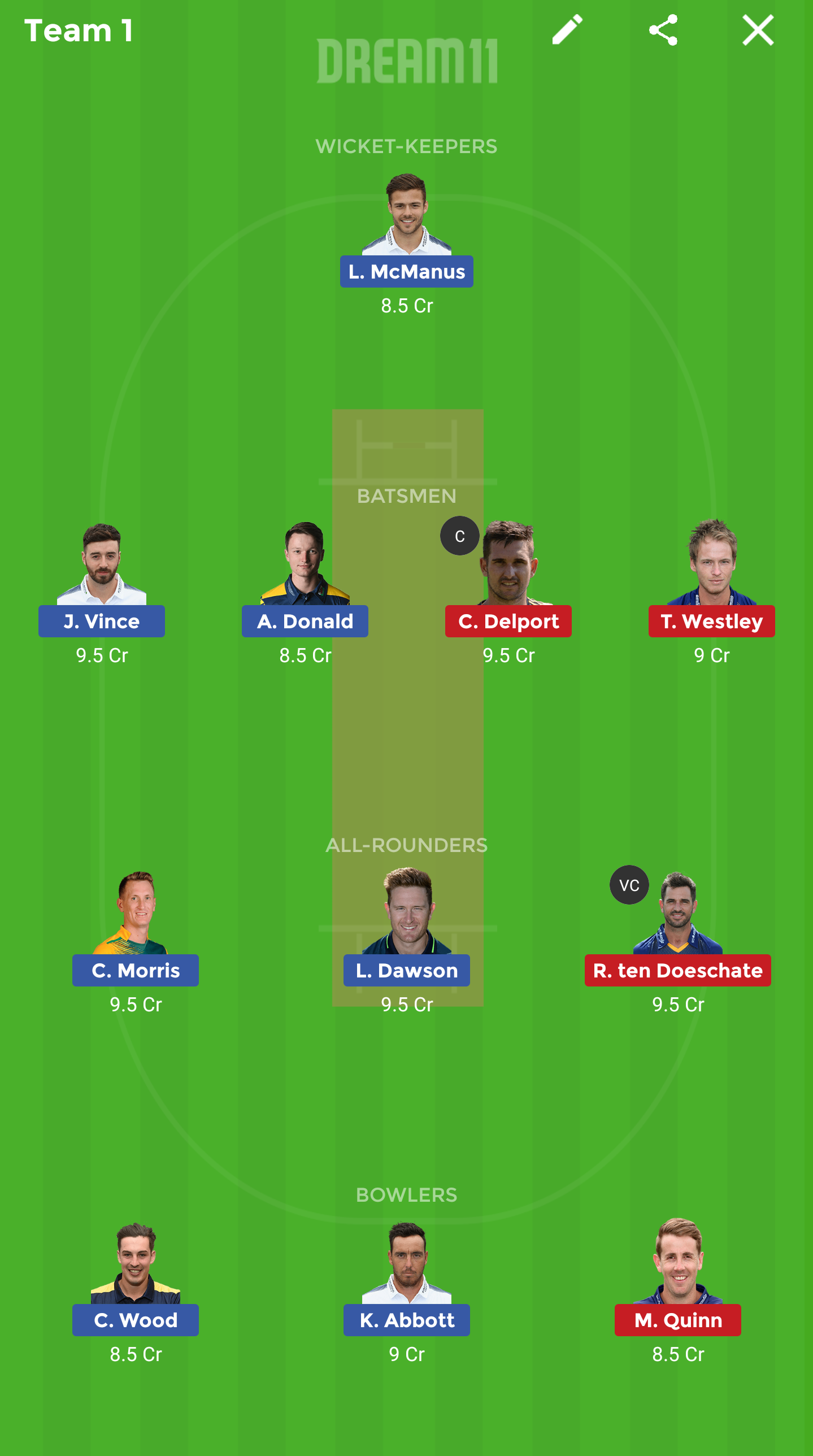 HAM vs ESS Dream11