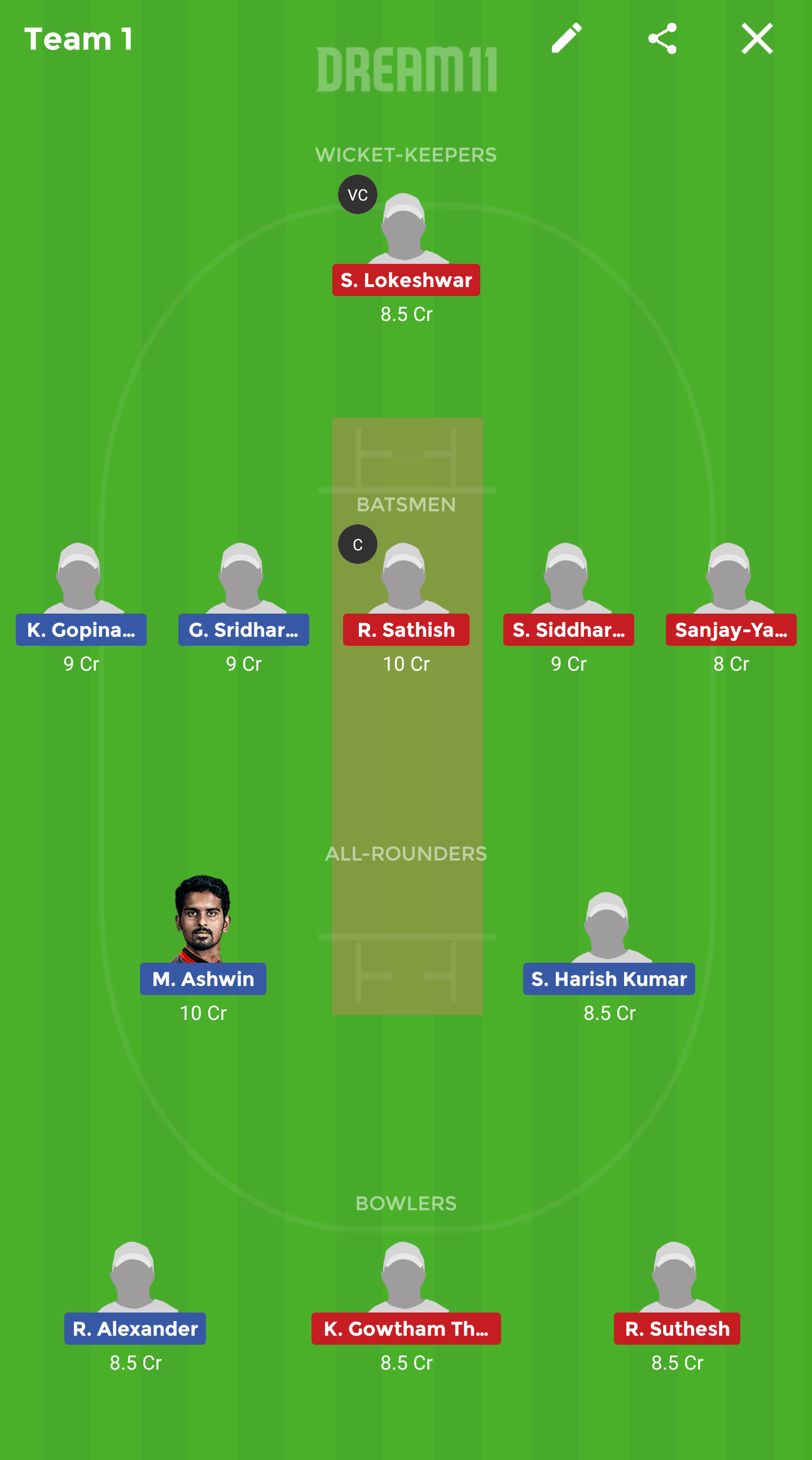 CHE vs VBK Dream11