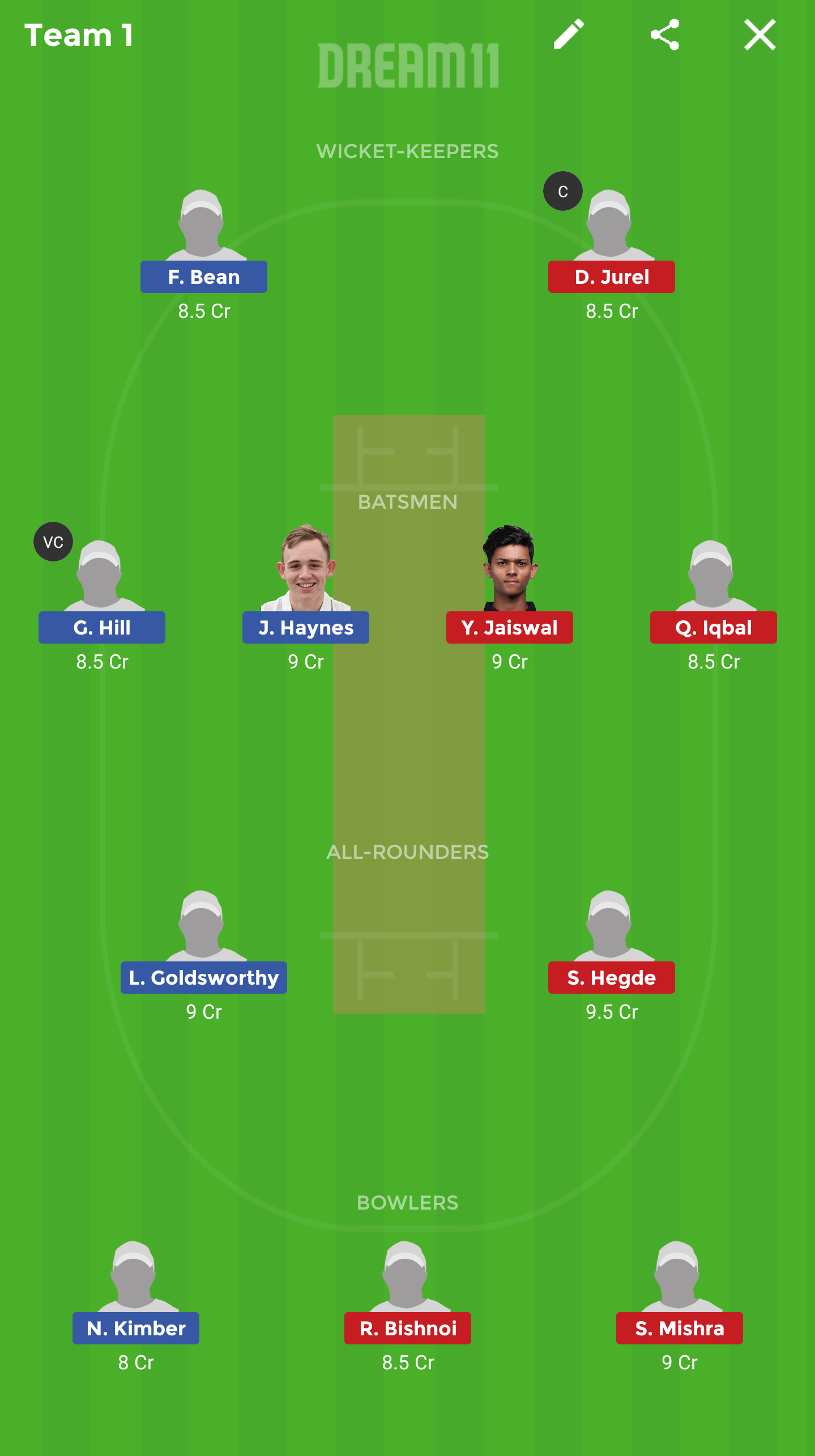 EN-Y vs IN-Y Dream11