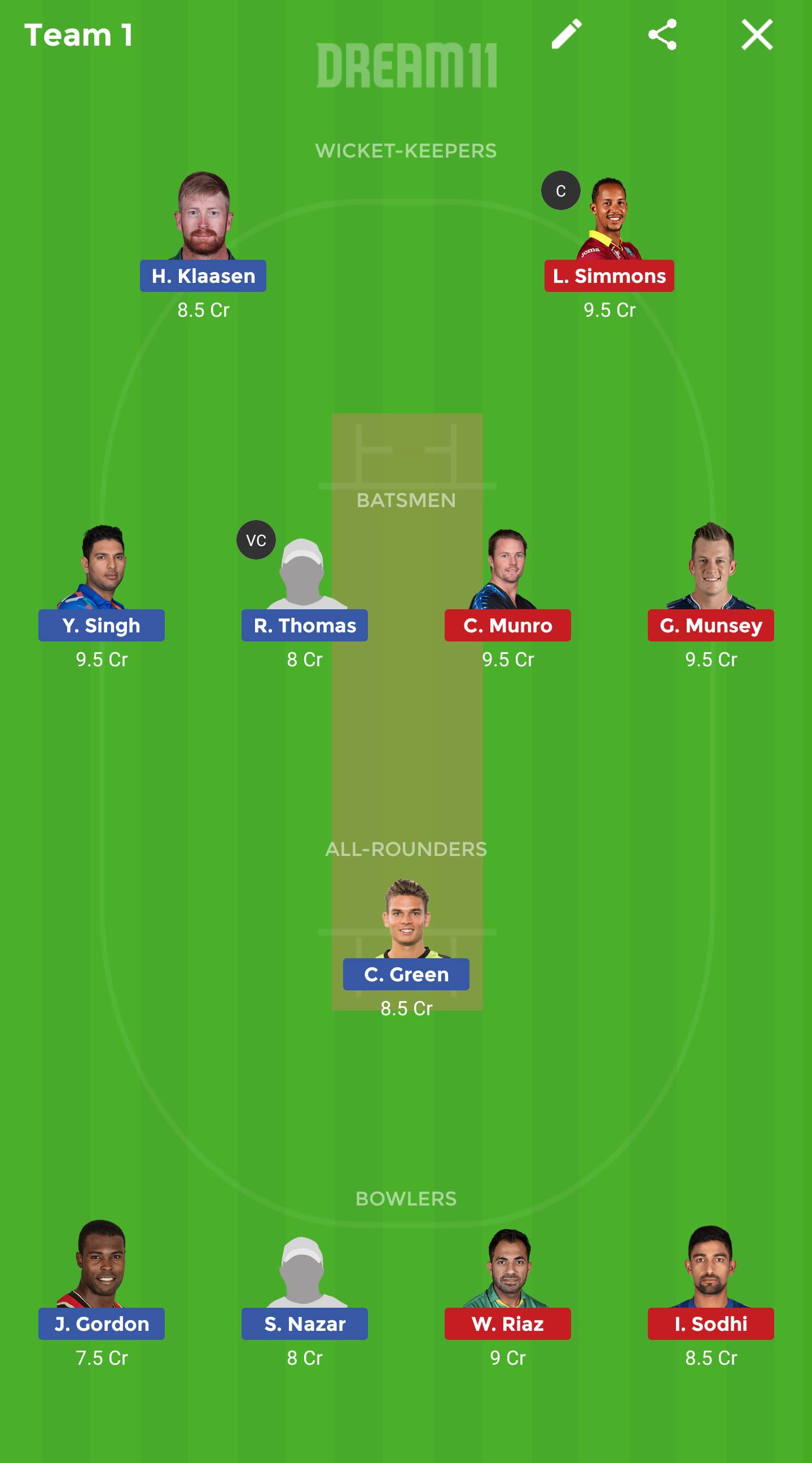 TOR vs BRW Dream11