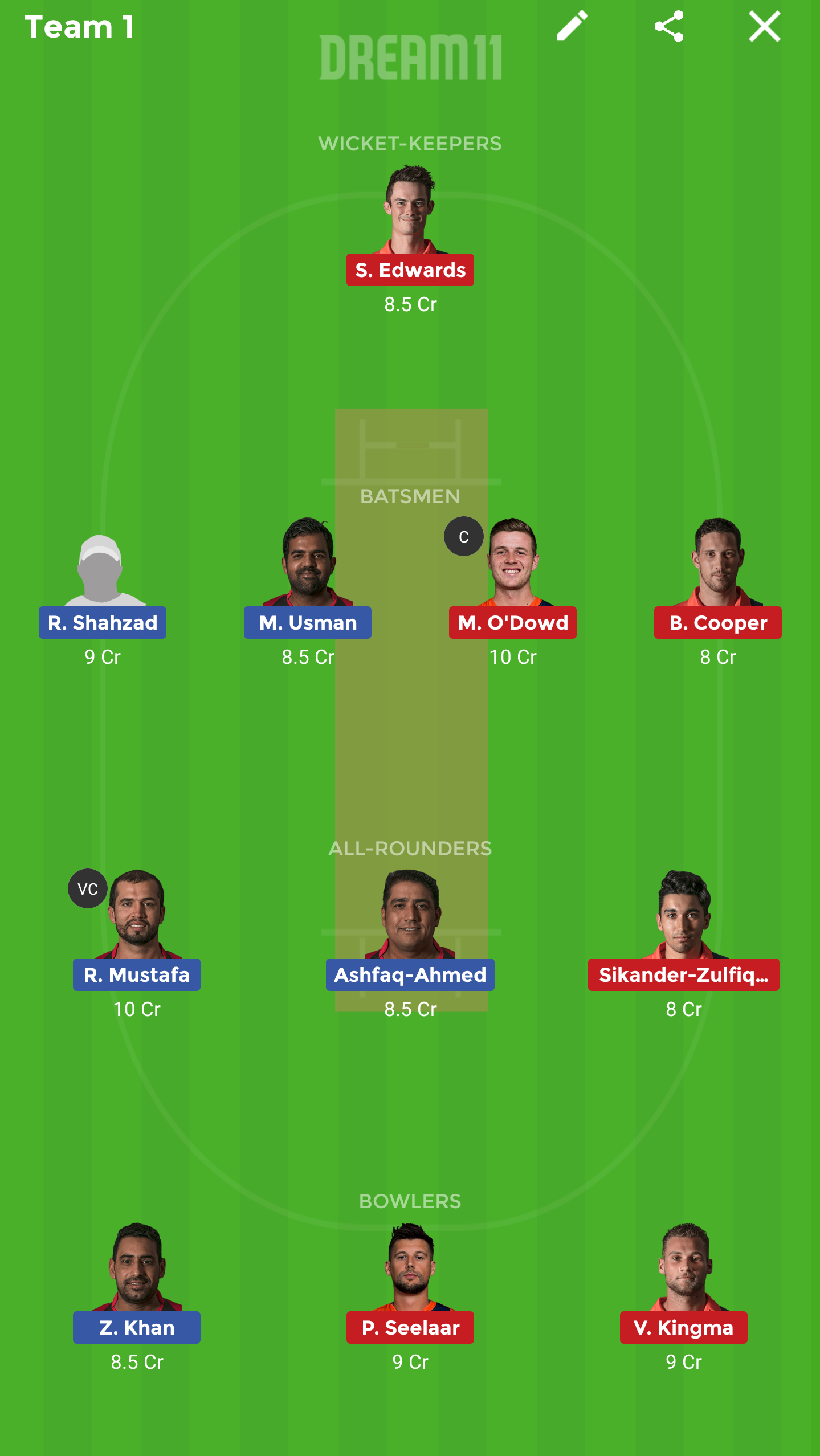 UAE vs NED Dream11