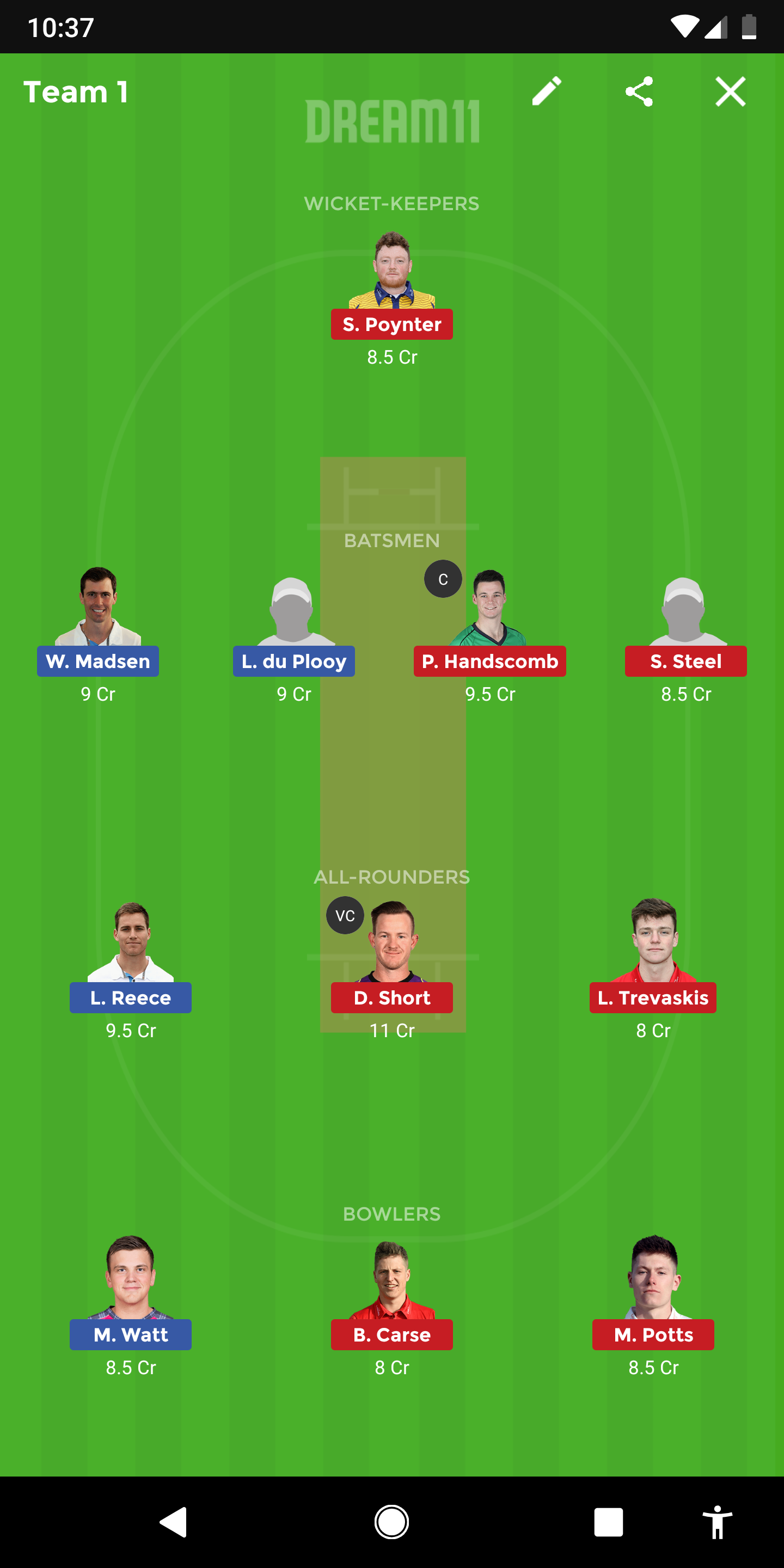 DER vs DUR Dream11