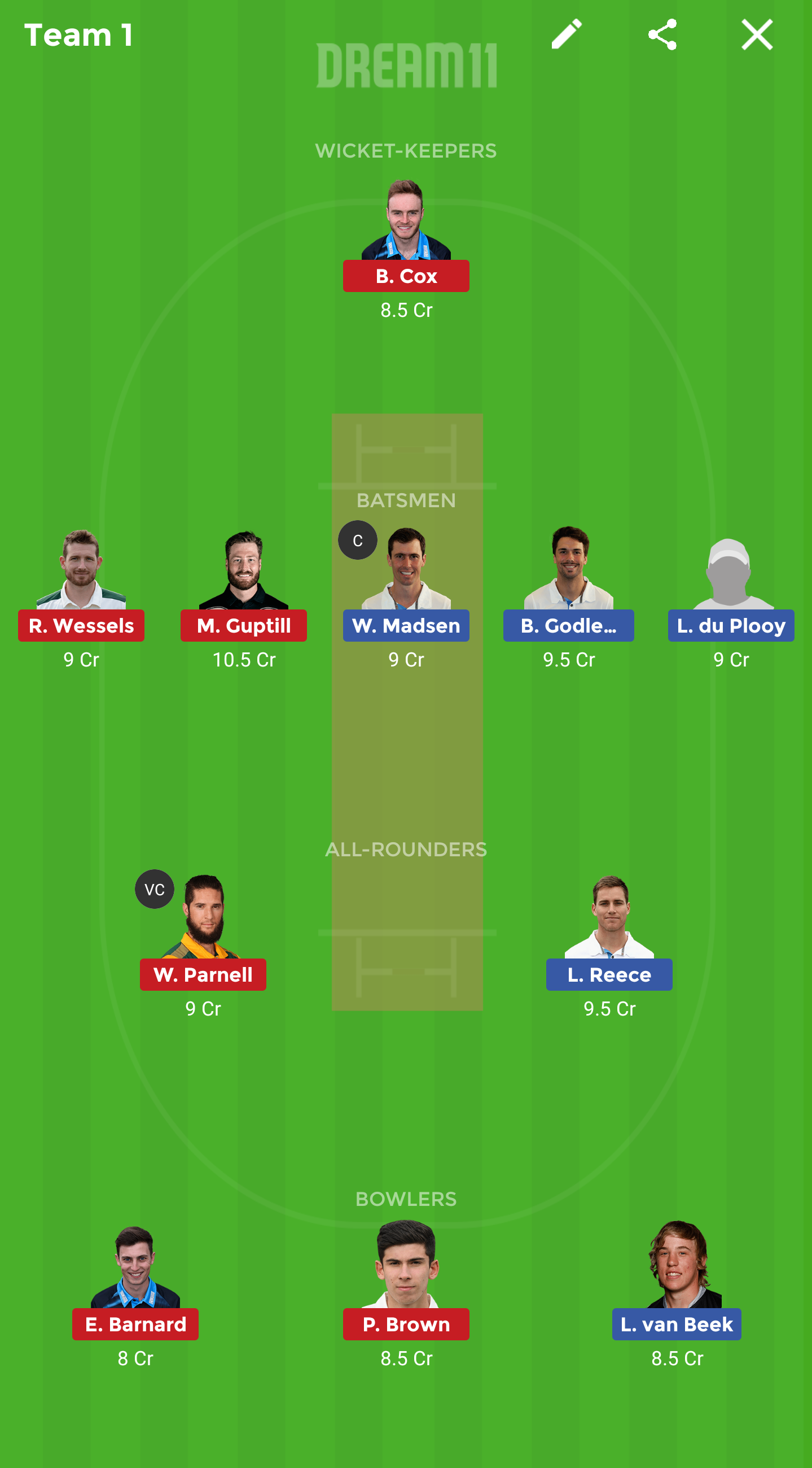 DER vs WOR Dream11