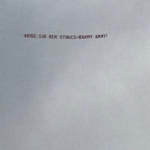 WATCH: Barmy Army flies 'Arise Sir Ben Stokes' banner over Edgbaston during first 2019 Ashes Test